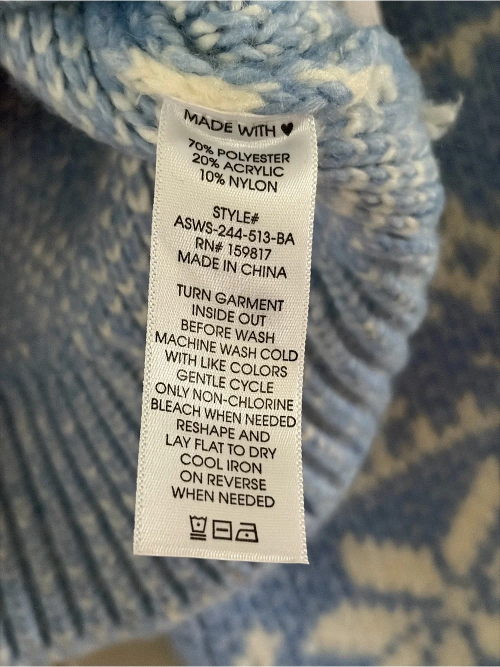 Arula NWT Blue White Bow Snowflake Fair Isle Sweater X / XL Xquisite - Picture 8 of 8